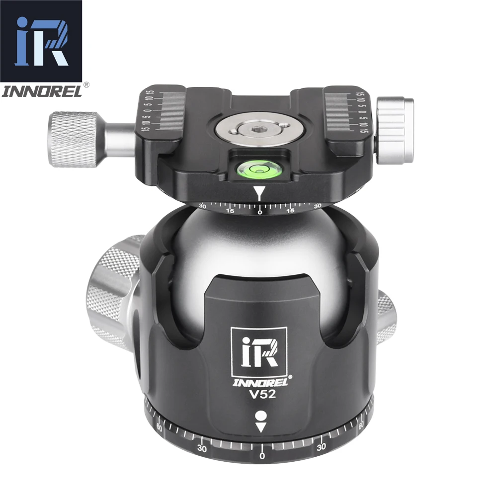 Tripod Ball Head Camera Panoramic Head Quick Release Connector Mount INNOREL V52/44/36 Tripod Head Low Gravity Center Double Panoramic Ball Head Quick Release Plate for Digital DSLR Camera