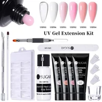 UR SUGAR 15ml Milky Jelly White Pink Extension Gel Set Nail Tips Glitter Hard Gel Semi Permanent Soak Off Nail Art Manicure Kit 1