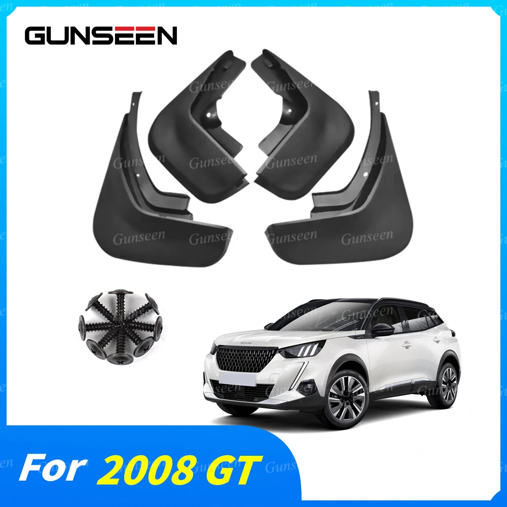 For Peugeot 2008 GT 2020 2022 2021 Car Accessories Protector Front Rear Mud Flap Mudguards Scuff Plate Guard Splash Styling 4pcs