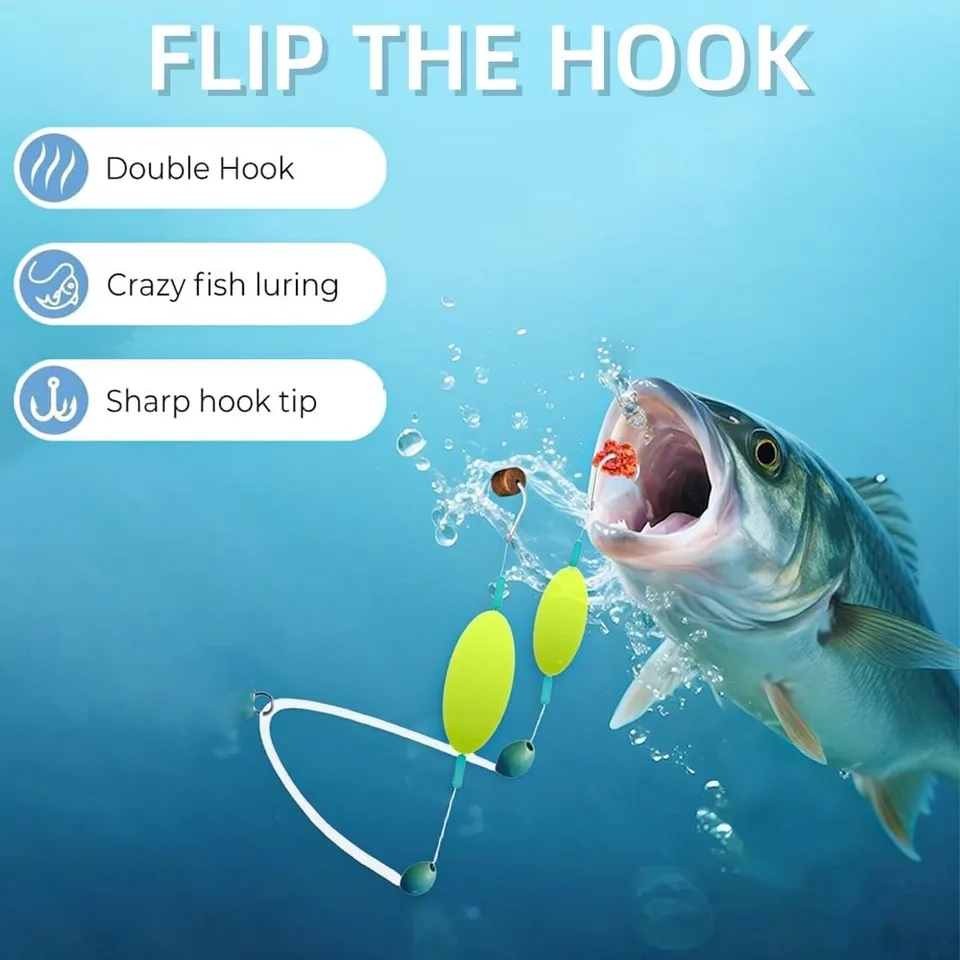 Fishing Rigs Double Hook Reverse Bottom - Anti-Snag Hooks For Freshwater &  Saltwater, Mixed Sizes Kit Reverse Bottom Rig With Hover Fly Hook For  Beginners