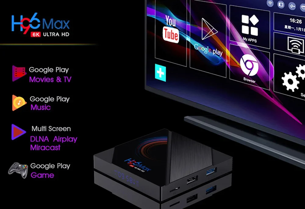TV Box Android 10 H96 MAX H616 HD 6K 3D Media Player Bluetooth 4.0 Allwinner H61