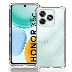 Shockproof Transparent Clear Silicone Case - Soft TPU Back Cover Bumper for Honor X5c Plus (Transparent)