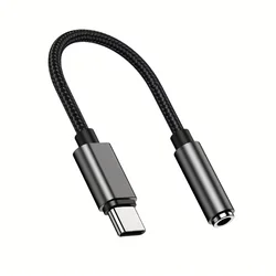 Universal USB Type C to 3.5mm Audio Adapter Cable (Balck - 1pcs)