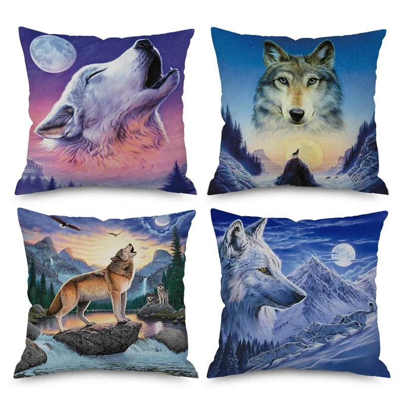 

Animal wolf dolphin Nordic short plush Pillow Case Polyester Decorative Throw Pillow Cover Square style-1