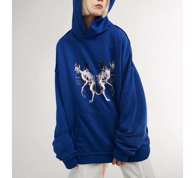 hoodies men Winter 3 Colors Unisex Couple Y2k Cat Printing Hooded Sweatshirt Fashion Hip Hop Street Full Sleeve Cotton Hoodie For Women Men plain white hoodie