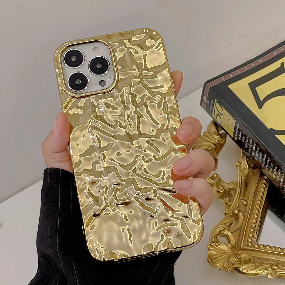 Golden Tin paper pattern Phone Case For iPhone 17 Air 16 15 14 13