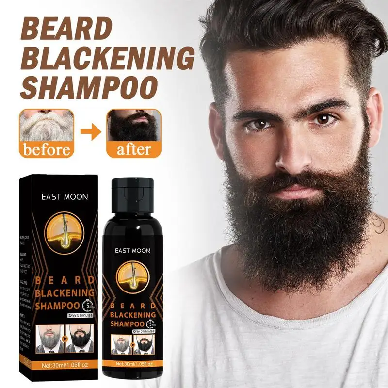 Black Beard Dye For Men 30ml Natural Beard Blackening Mustache Beard Hair Darkening Shampoo