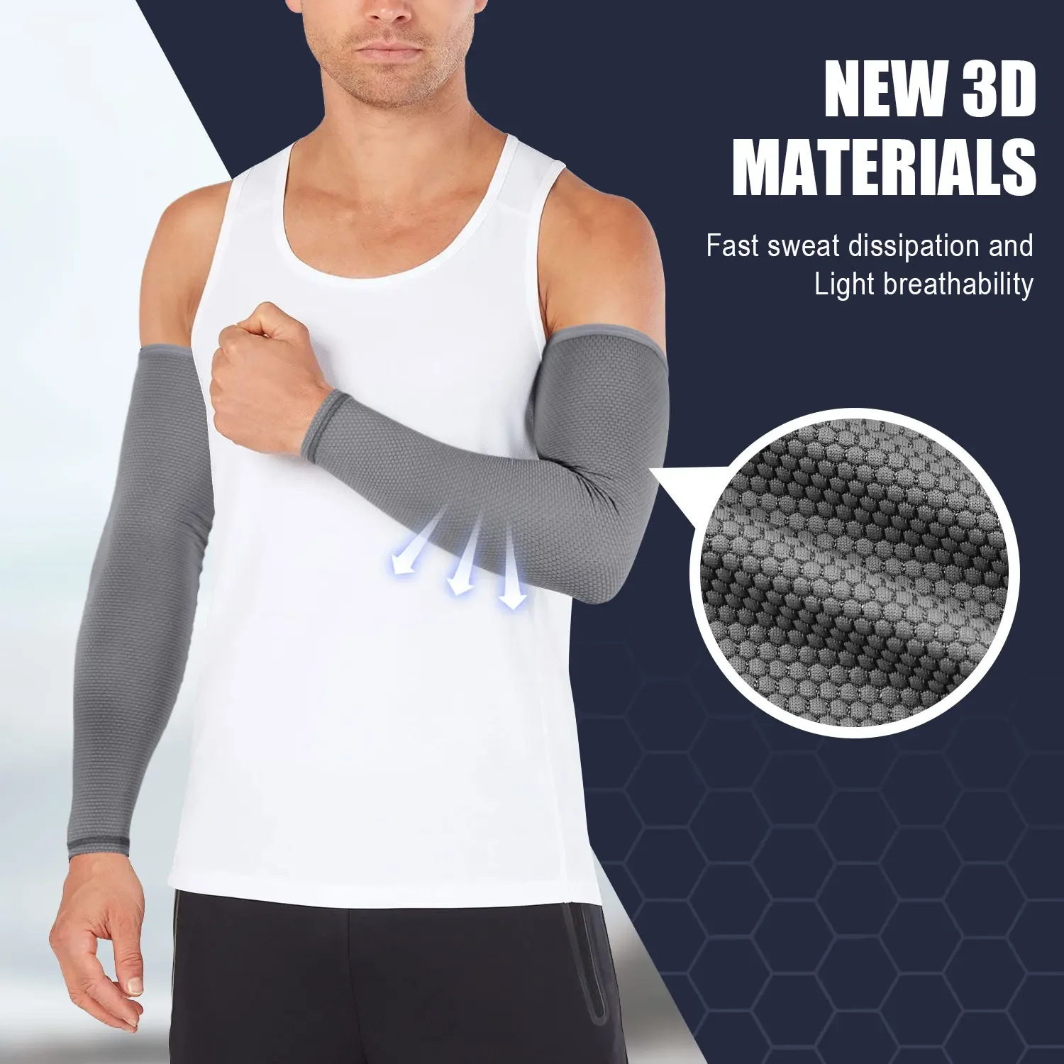 Arm Sleeves 1 Pair Cooling Arm Sleeve Cycling Sleeve Breathable Elastic Arm Cover Sun Protection Outdoor Sports Riding Bicycle Accessories