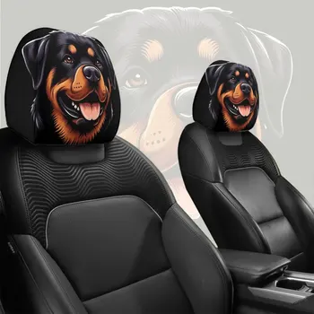2pcs loyal and cute dog-like realistic car headrest covers, decorative accessories, suitable for long drives or daily commutes