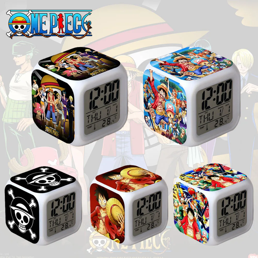 

One Piece LED Luminous Alarm Clock Anime Figure Luffy Zoro Night Light Digital Alarm Clocks Table Lamp Home Decor Kids Toy Gifts