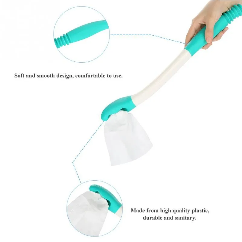 Toilet Paper Grip Long Handle Reach Comfort Bottom Wiper Self Wipe Assist Holder Toilet Paper Tissue Grip Self Wipe Aid Motion Assistance Helper