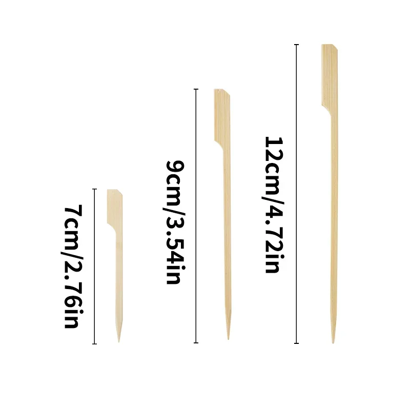 100pcs Wooden BBQ Skewers Hamburger Garnish Bamboo Sticks Sandwich Fruit Cooking Tools Party Drinks Disposable Accessories