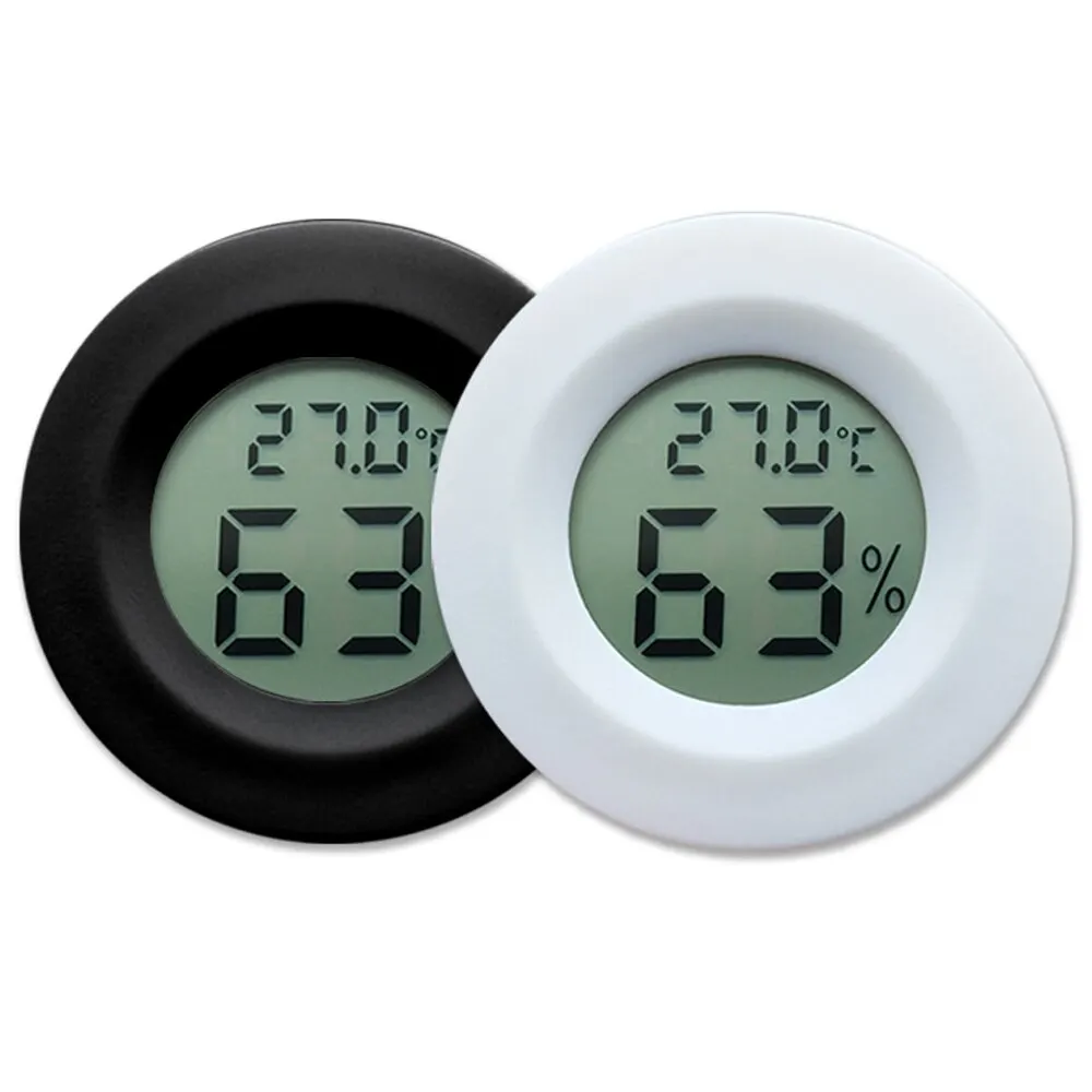 2 Pcs Reptile Thermometer Hygrometer, Round Monitor Humidity Meter Temperature Gauge Monitor Lcd Digital Display For Spider Tortoise Tank Greenhouse Basement Lizard Dehumidifiers H I.1516432984