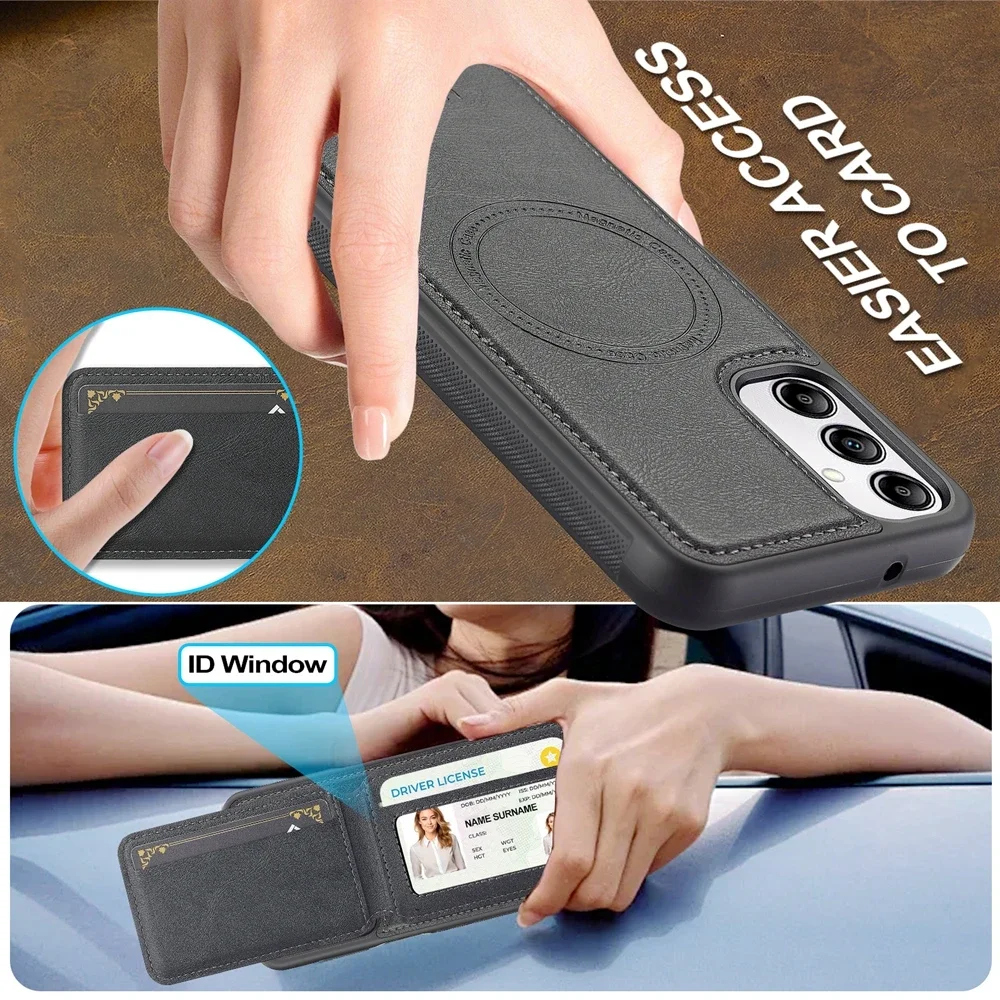 Premium 2-in-1 Leather MagSafe Phone Case with Card Holder & Magnetic Closure