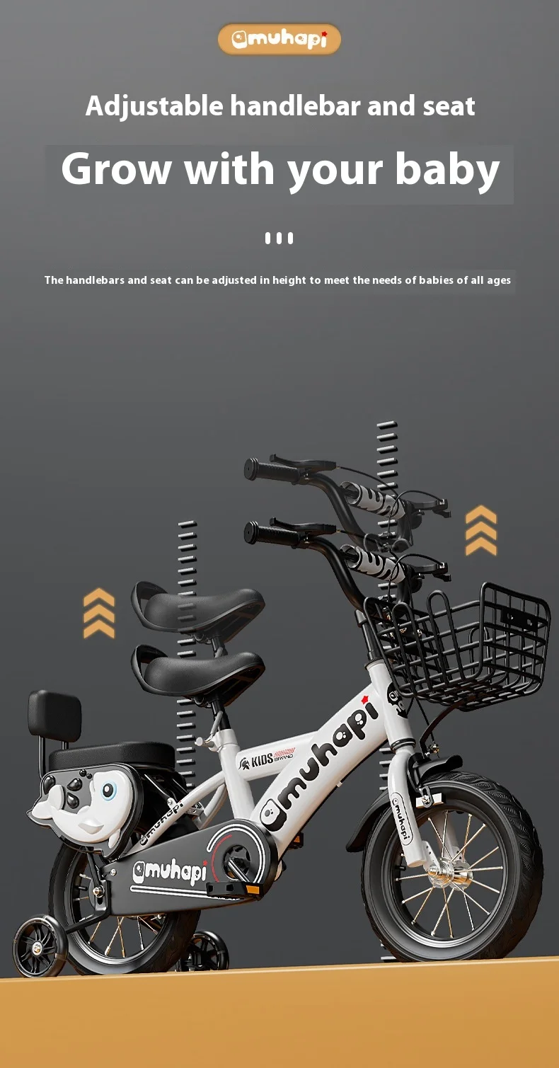 Bicycle2-8Years Bicicleta con ruedas auxiliares para bicicleta con pedales de 12-20 pulgadas