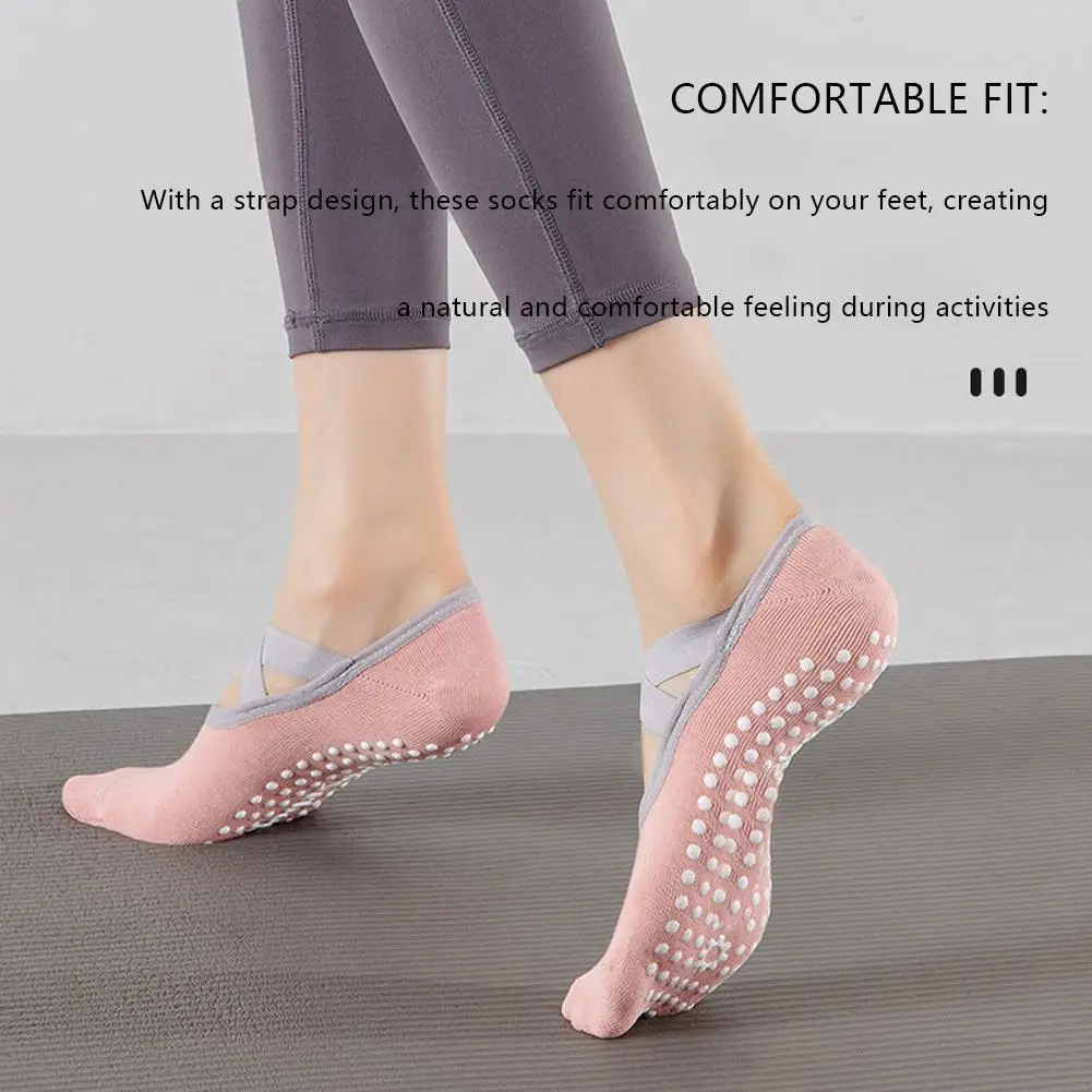 1pair Women Non-slip Yoga Socks Professional Fitness Section Strap Sports Ballet Socks Backless Breathable Dance Socks 10 S83ca2b2555ee4bde9ee8b15929882aab4