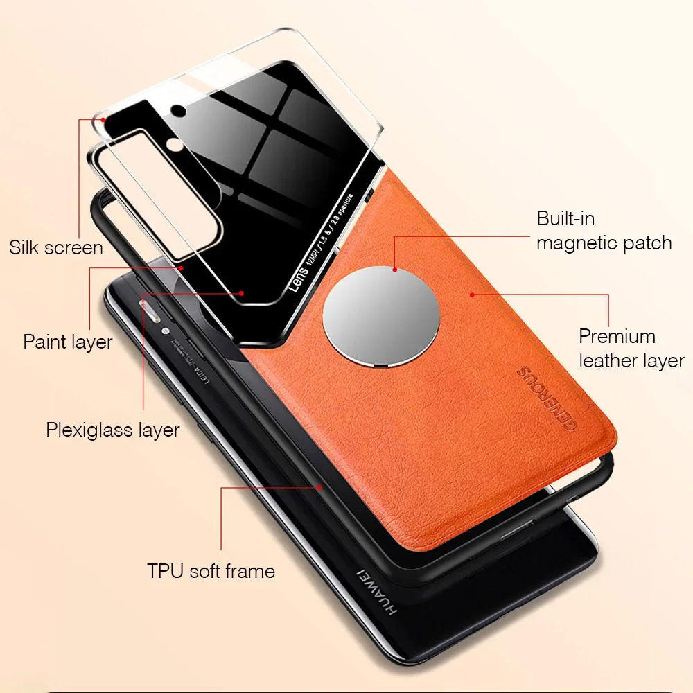 Premium TPU Leather Magnetic Car Holder Phone Case, Enhanced Protection and Style