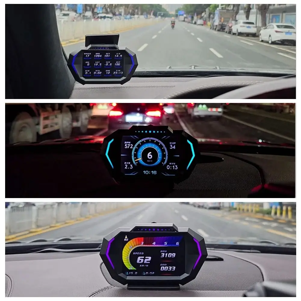 HUD 자동차 헤드 업 디스플레이 휴대용 플라스틱 디지털 속도계 범용 플러그 앤 플레이 GPS 디지털 속도계 타코미터