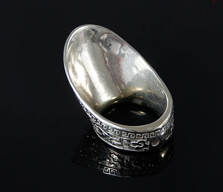New Engraved Archery Thumb Tibetan Silver Banzhi Ring Archery Gear Protection Banzhi