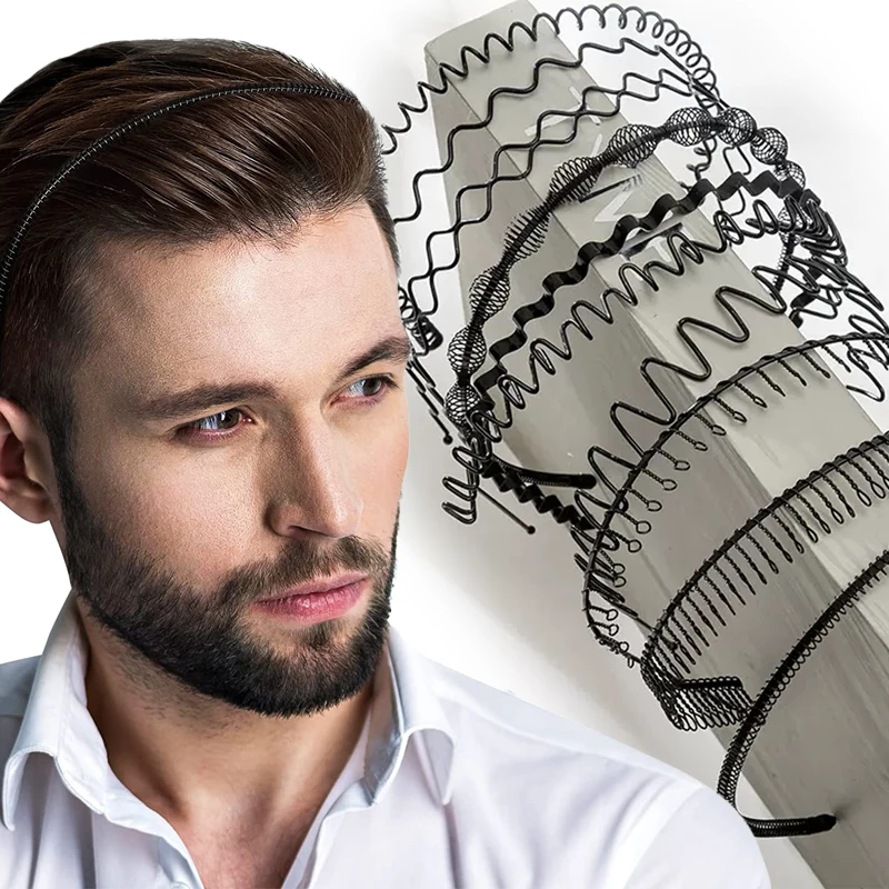 Unisex Black Wave Hair Band Mens Women Fashion Wavy Hair Head Hoop Band Sports Headband Hairband Headwear Hair Accessories Gifts