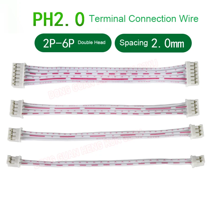 

10/20/30cm PH2.0mm Double-head Terminal Line 2-345678910-12P Electronic Connector Power Wire Connector Plug-in Red/White Cable