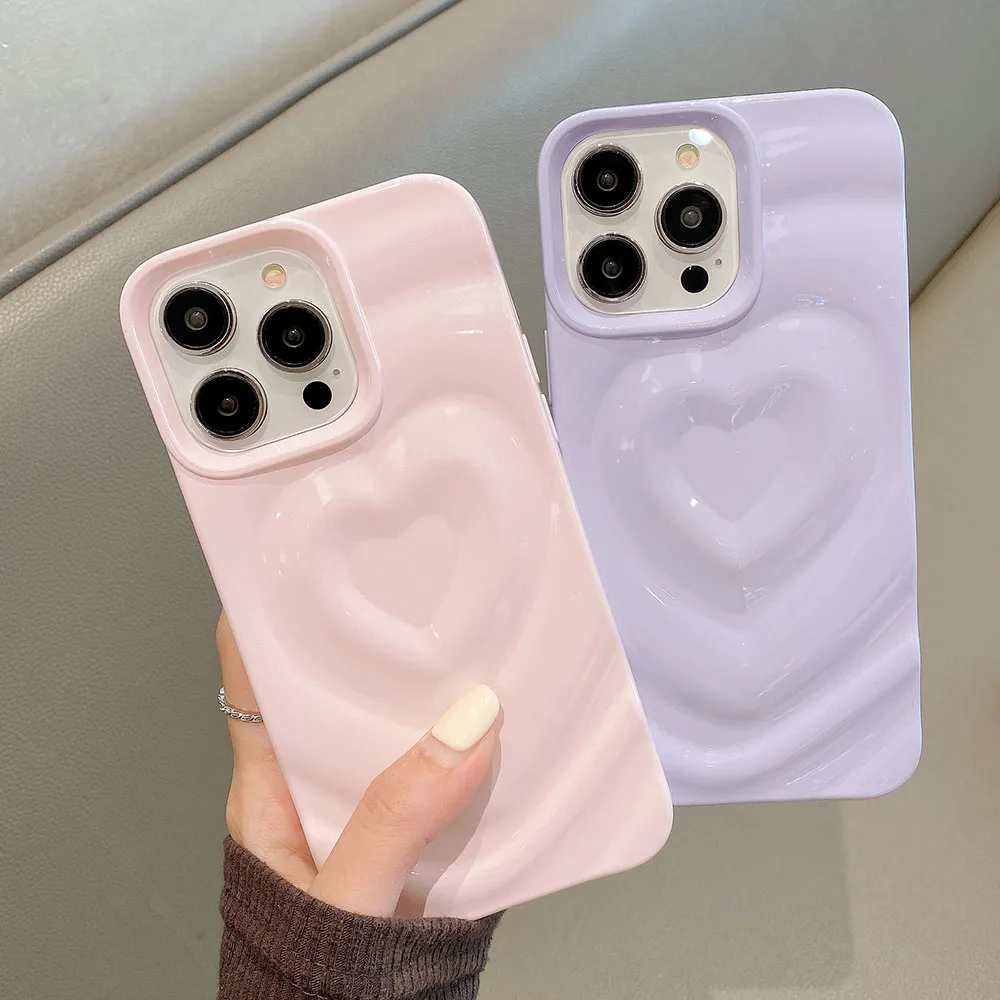Wave Heart Case For iPhone 16 15 13 14 12 Pro Max 11 Phone