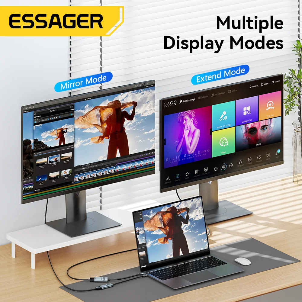 에사저 HDMI-USB C 어댑터 호환 8K@60Hz 4K@120Hz/144Hz 아이폰 15 맥북 프로 아이패드 고속 HD TV 케이블 컨버터