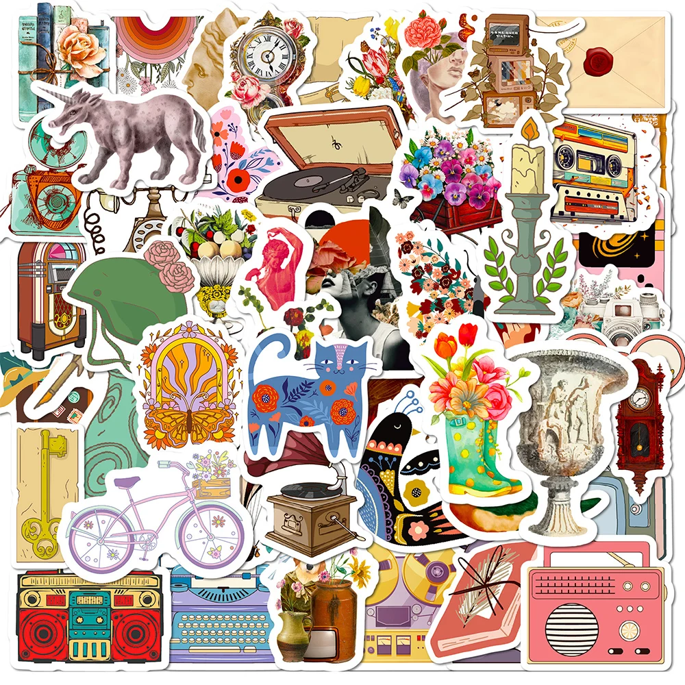 10/30/50pcs Vintage Cartoon Art Aesthetic Stickers Decals Laptop Phone Scrapbook Suitcase Guitar Decoration Sticker Kids Toys journamm 100pcs book vintage scrapbook paper litmus paper diy junk journal collage materials aesthetics decorative craft paper