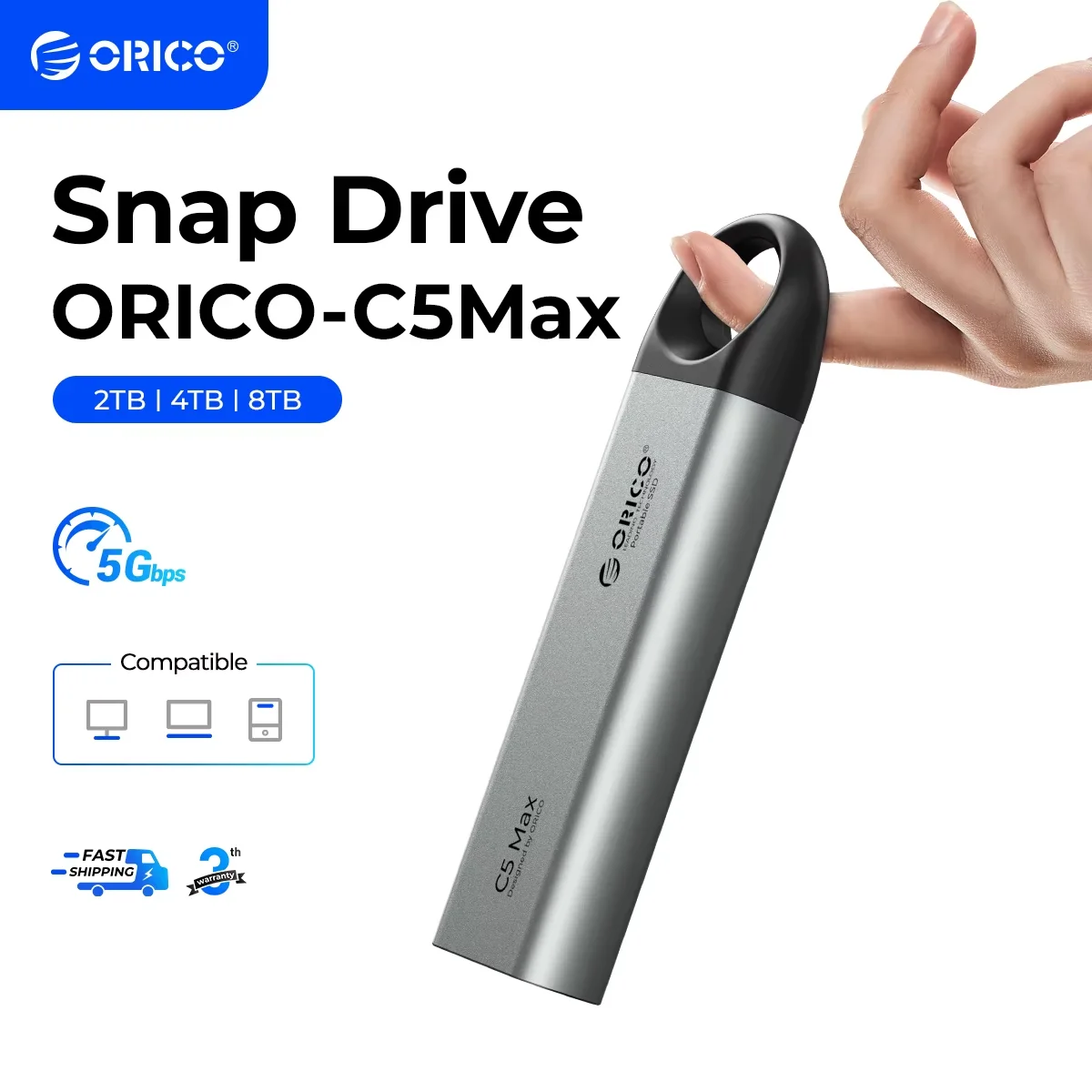 ORICO 1TB 外付け SSD - 超高速 460MB/s 速度、吊り下げフック設計