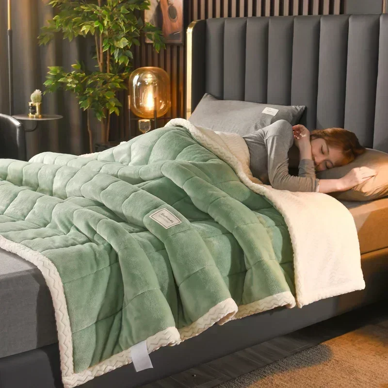 MilkFleeceAutumnWinterWarmWeightedBlanketsforBedsEuropean