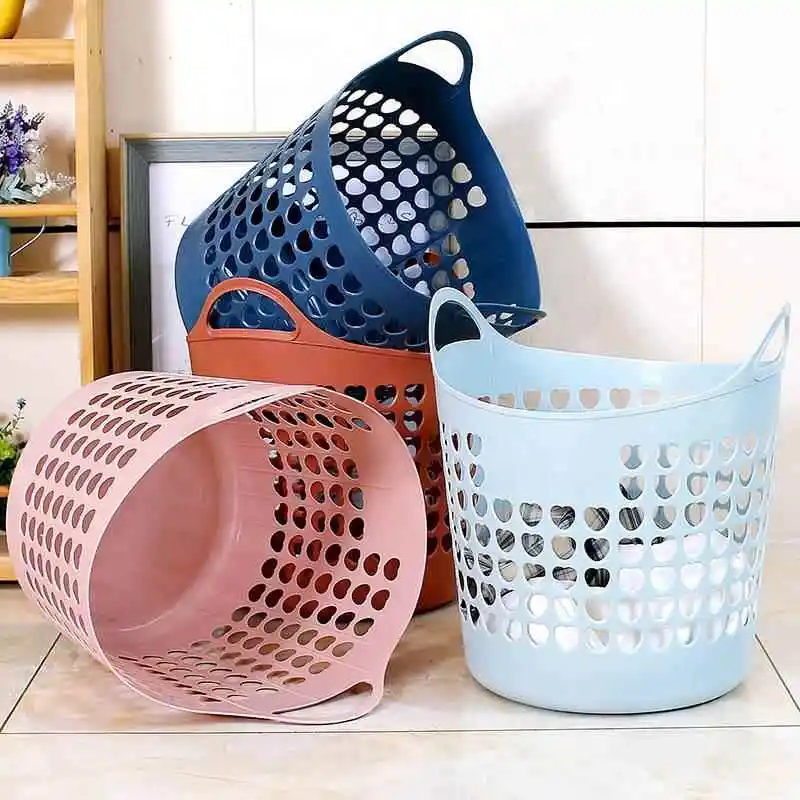 Large Size Batoom Laundry Basket Plastic Dir Clothes Storage Basket Toy Organizer Home Use Utili Basket Nordic Sle