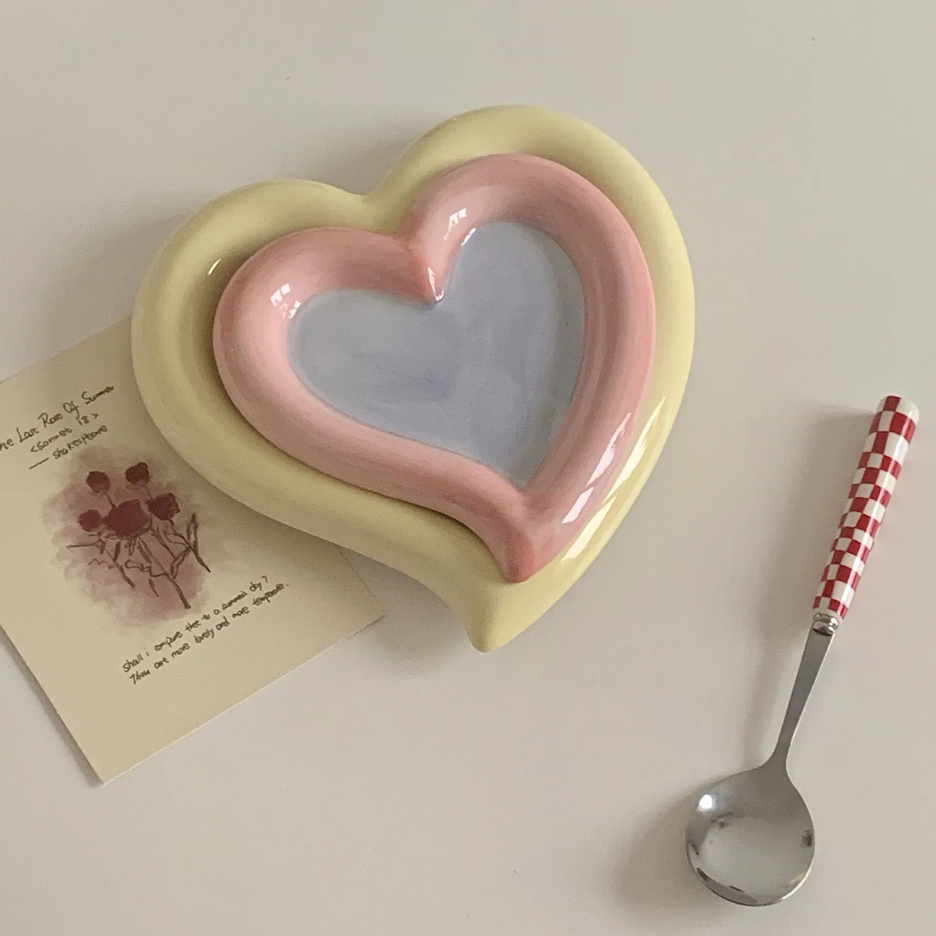 6''8'' Korean Chubby Breakfast Plate Jewelry Storage Plate Dessert Cake Plate Fruit Storage Flat Bowl Cute Dish Plates Ceramic 4