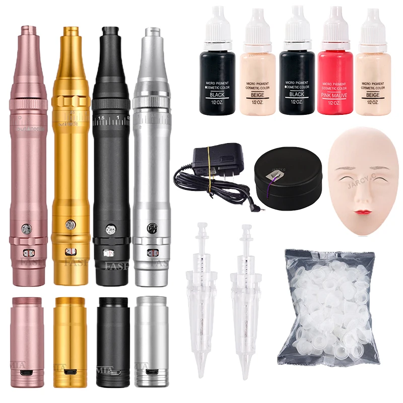 

Rose Gold Permanent Makeup Machine Professional Wireless Microblading Pen PMU Machine Tattoo Pen Gun Kit Tattoo Equipment