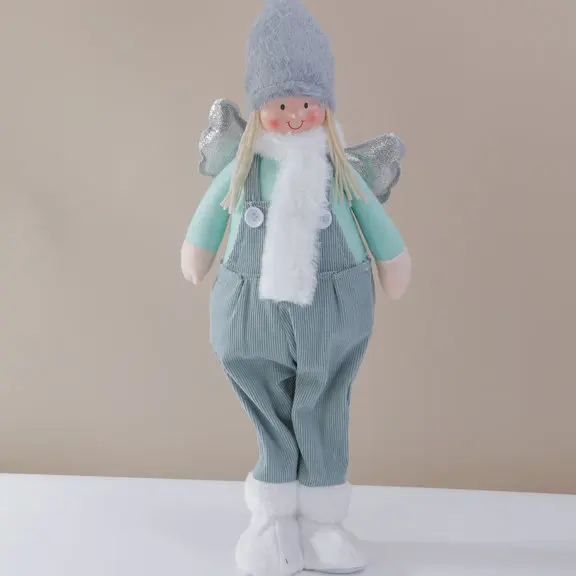Christmas Decoration Standing Overalls Girl Angel Ornaments Christmas Decoration Desktop Children's Toys