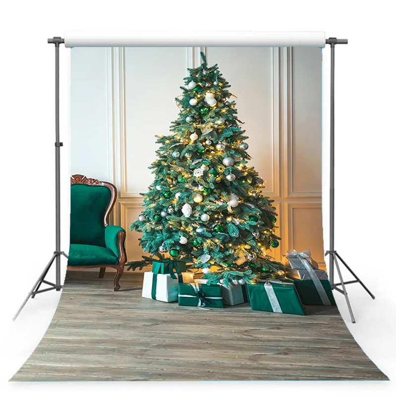 

Elegant Christmas Interior Decoration Pine Tree Photography Backdrops Props Comfortable Home Photo Studio Background AA-01