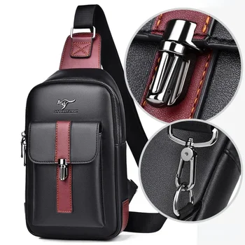 Borsa sul petto borsa a tracolla in pelle da uomo sport Multi-funzione Cross Body Running impermeabile Training Travel Messenger Pack Handbag