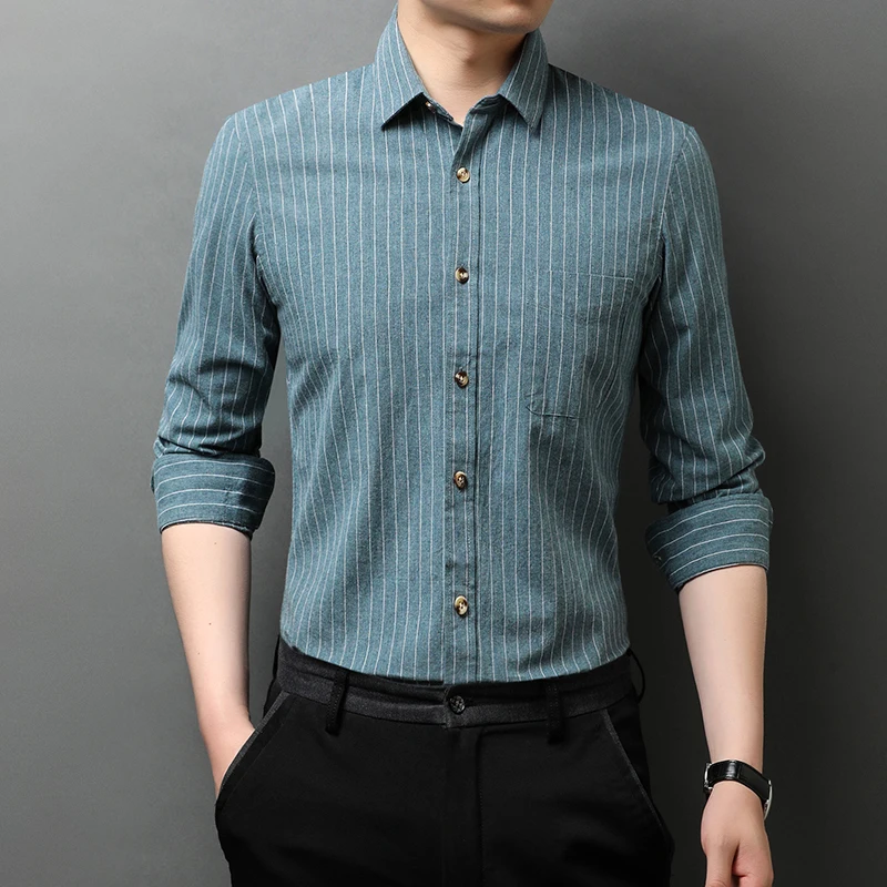 

Рубашка мужская в полоску, с длинным рукавом, 2022 хлопок, 3XL