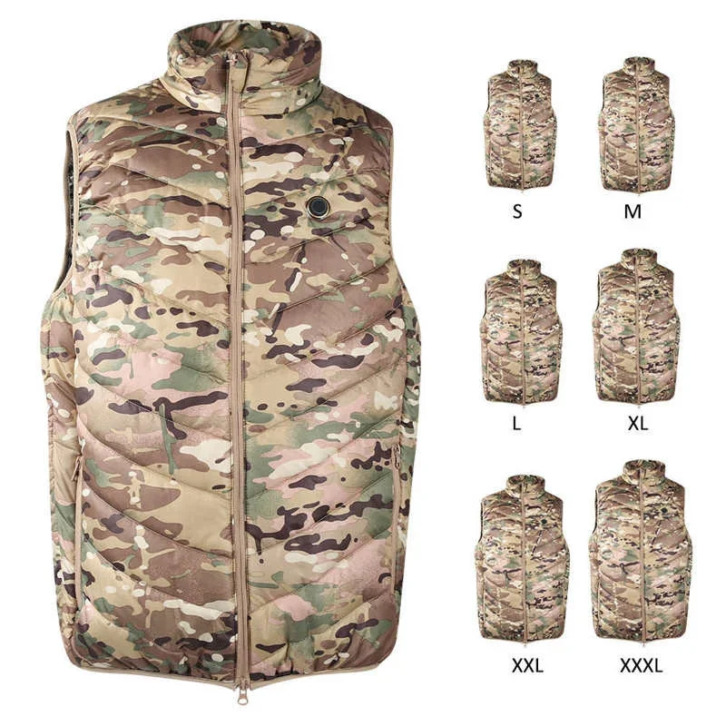 

Men Outdoor USB Heating Vest Jacket Three Gear Temperature Adjustment Electric Waistcoat Camouflage Tactical Thermal Clothing