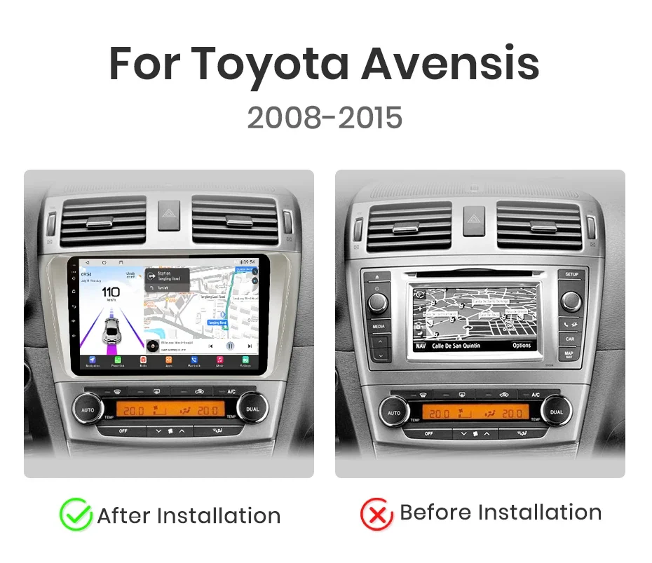 Qualcomm Chip 8 Core für Toyota Avensis T27 2008–2015 CarPlay für Apple Android Auto Autoradio GPS IPS RDS FM WiFi BT 4G – Detail 4