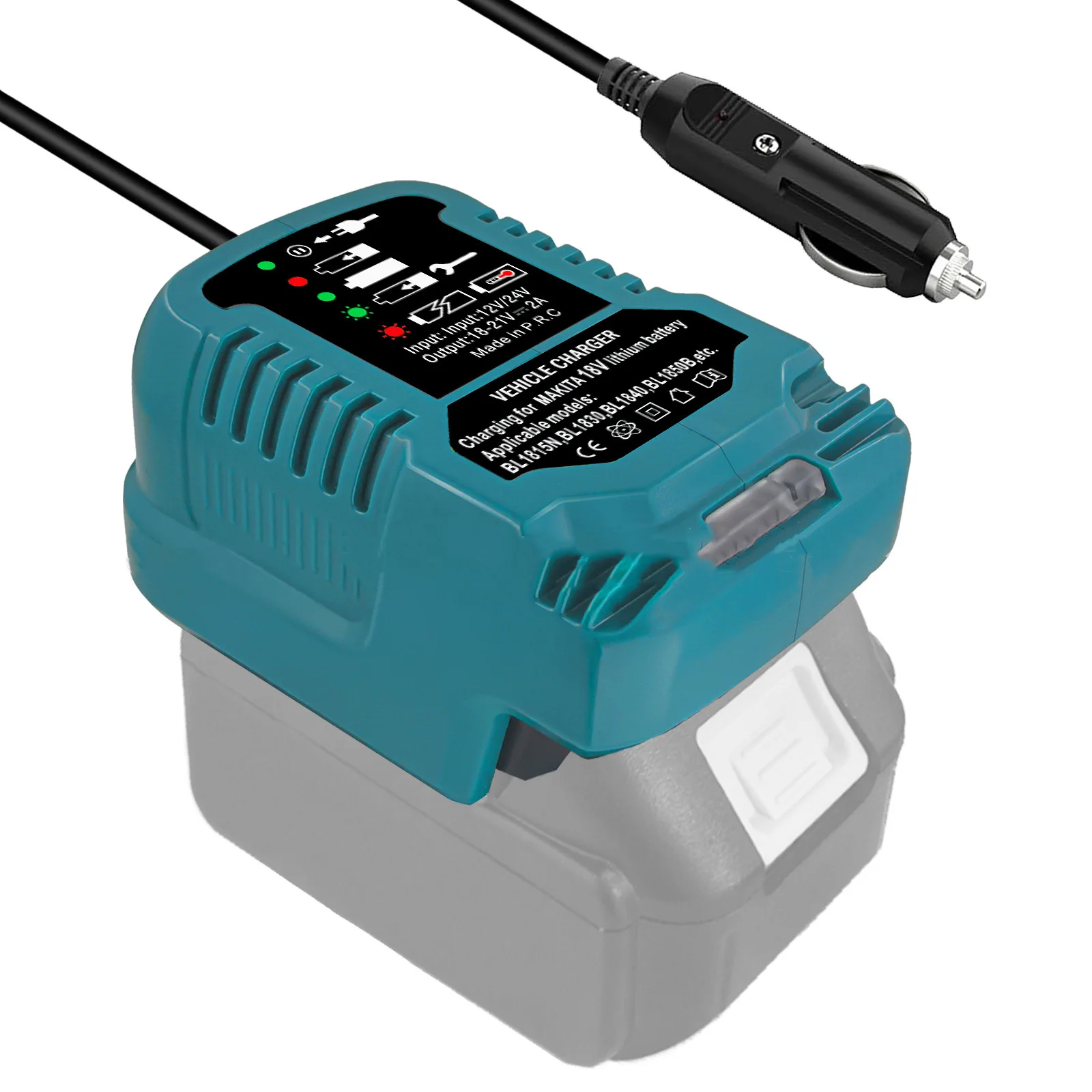 Für Makita Mini Compact Auto Ladegerät 18V LXT Batterie BL1860 BL1830 DC 12V/24V Li-Ion Batterie Zigarette leichter Stecker mit LED
