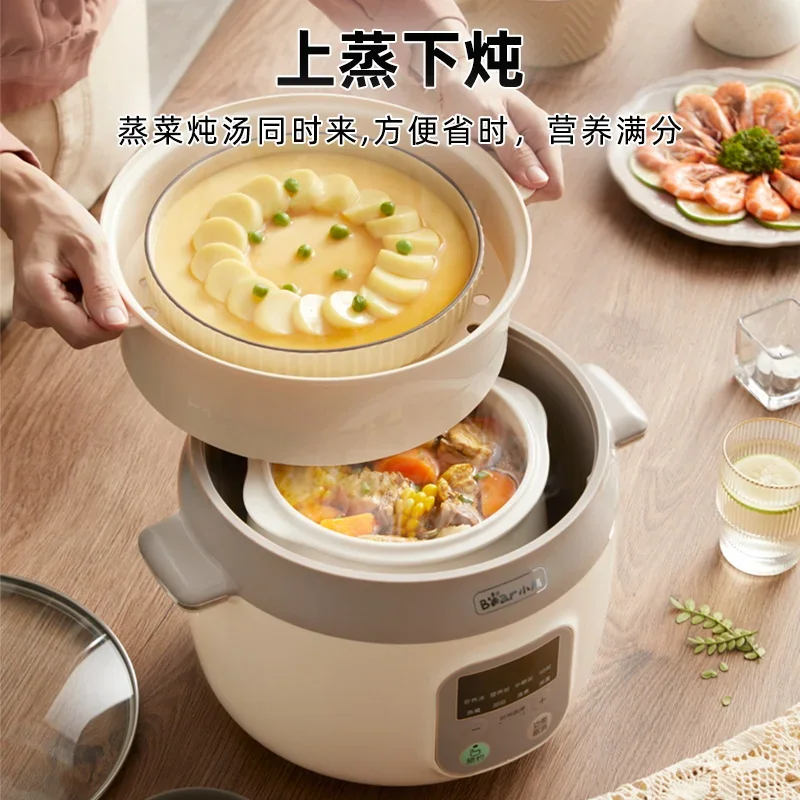 Bear Ceramic slow cooker crock pot Cuisine intelligente 4L Electric cooker stew pot Casserole sous vide Home appliances