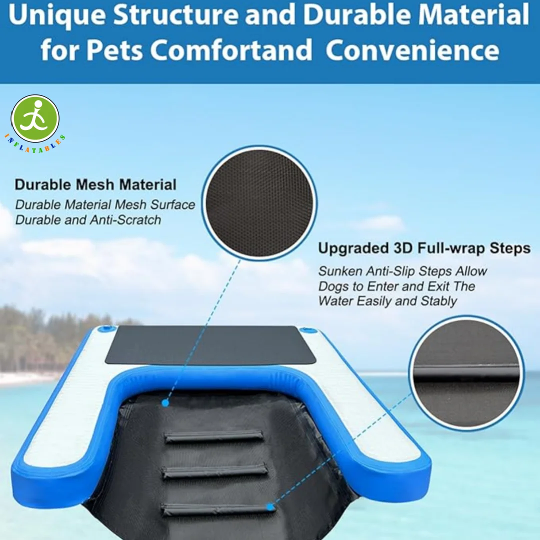 In stock at US warehouse! Summer Inflatable Pet Ramp, Dog Water Ramp, Boat Float, Dock, Pool Large Dog Climb Out of Water