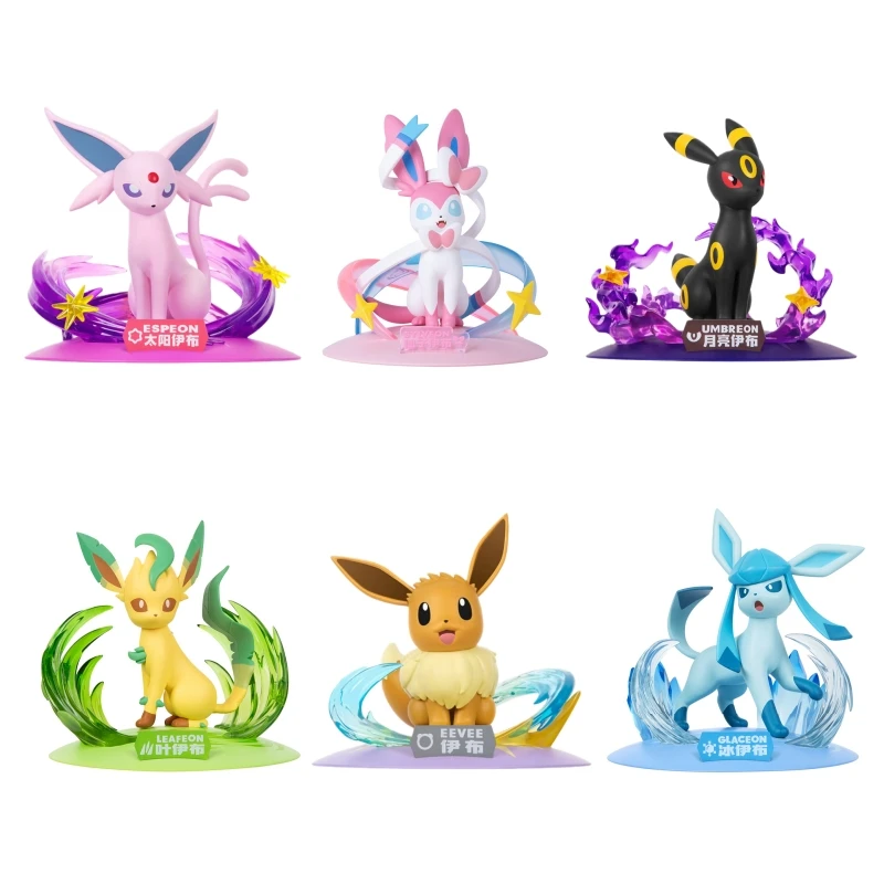 Neue Original Pokemon Eevee Serie Sylveon Glaceon Leafeon Eevee Espeon Umbreon Figuren Modellkollektion Anime Spielzeugpuppe als Geschenk