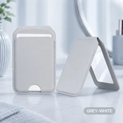 Compact Magnetic Leather Wallet with Mirror, Card Holder, and Foldable Stand (7)