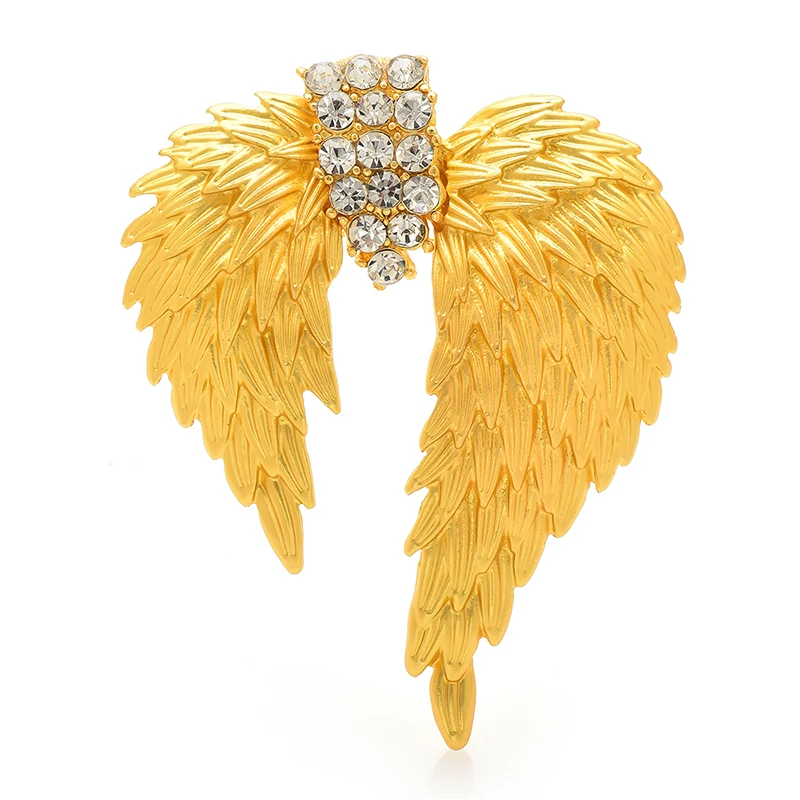 

Wuli&baby Big Golden-color Wing Brooches For Women Unisex Very Beauty Feather-wings Party Office Brooch Pins Gifts