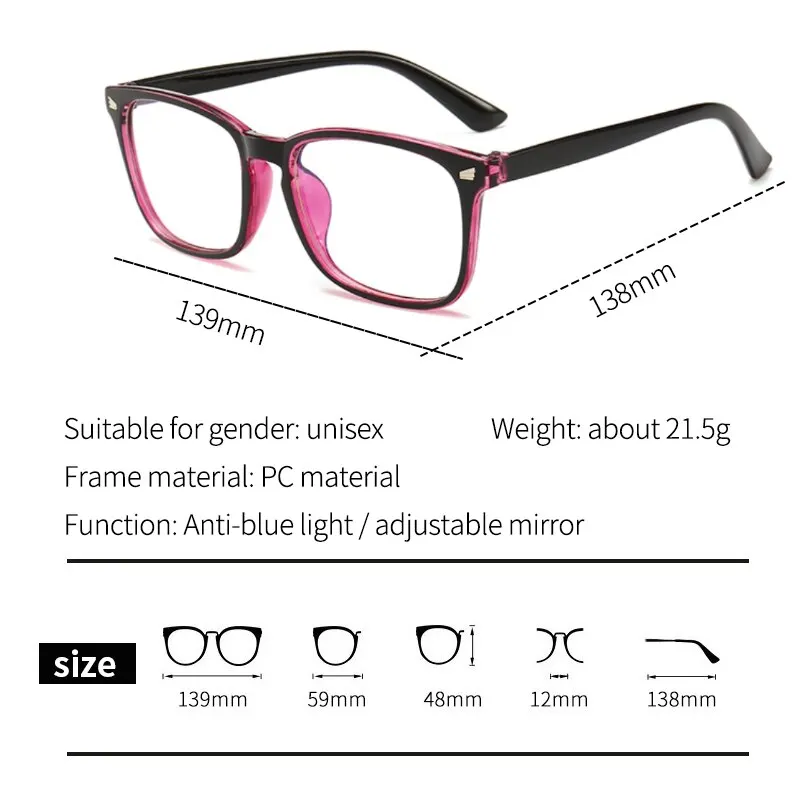 Eyeglasses Frames Eye Protection Glasses Frame Classic Casual Plain Glasses Anti Blue Light Retro Mirror without Degrees