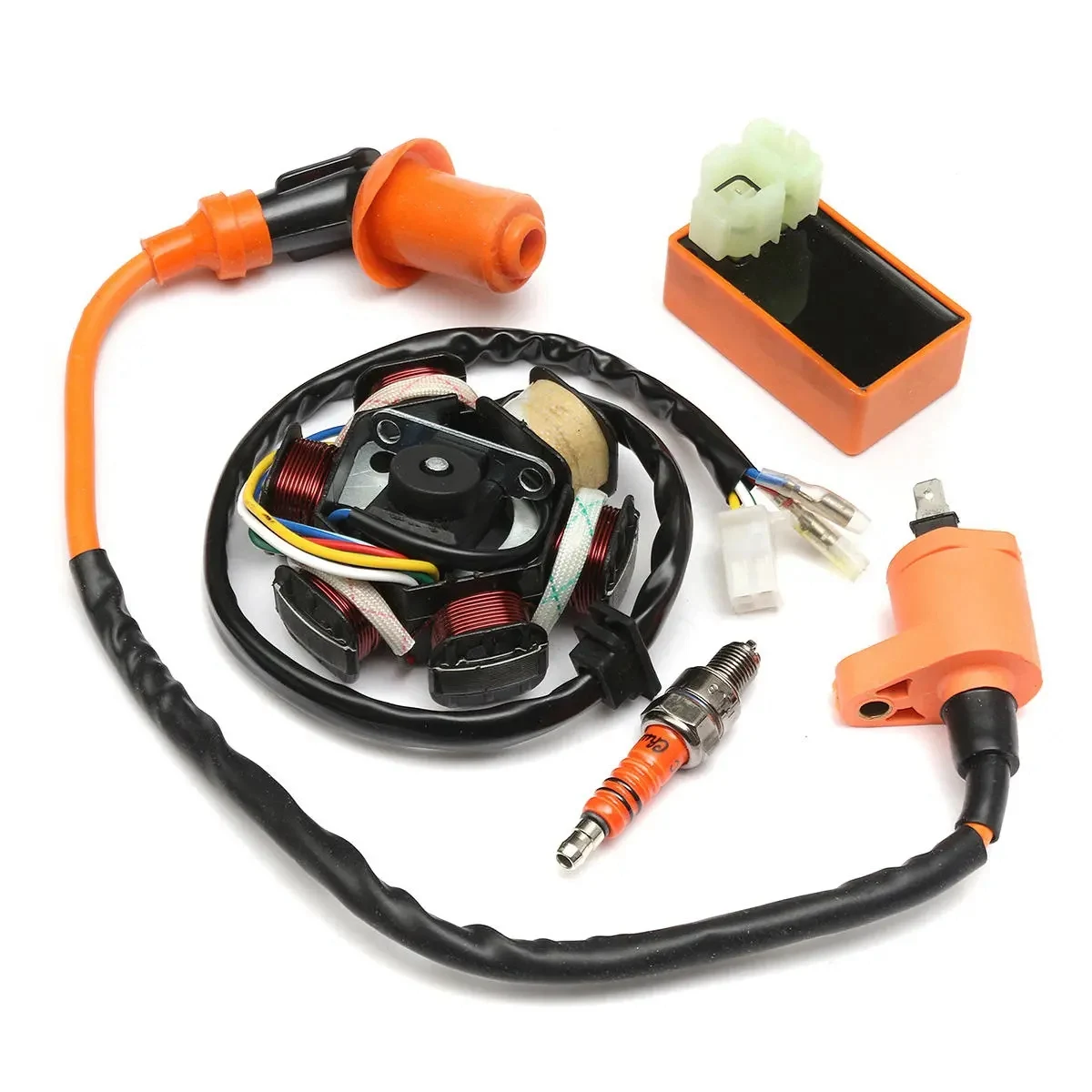 

Motorcycle Modification Parts Racing Ignition Coil Magneto Stator CDI Spark Plug for GY6 49Cc 50Cc Scooter Moped