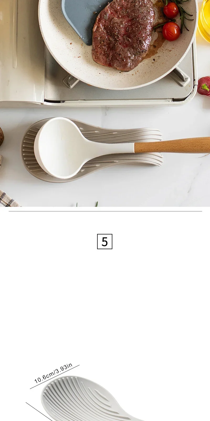 Description Picture 5 of itemCreative Silicone Spoon Holder Rest Pad Kitchen Utensils Spatula Heat Resistant Placemat Tray Insulation Mats Kitchen Tools