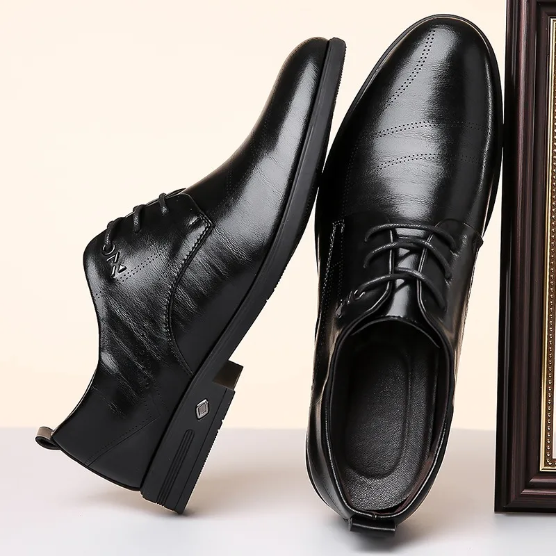 Designer Leather Platform Business Dress Shoes for Men Fashion Soft-soled Casual Spring Autumn Men's Point-toe Wedding Shoes Men 5
