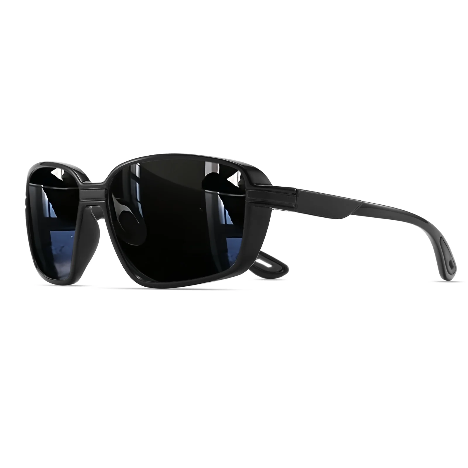 Klassische quadratische Retro-polarisierte Sport-Sonnenbrille – übergroßer umlaufender Rahmen, UV400 zum Angeln, Laufen, Wandern und Reisen – Detail 7